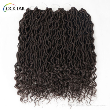 24 inch soft locs, goddess locs crochet braid hair extension with curly end natural